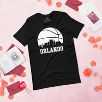 Christmas Gift Ideas for Basketball Lover, Coach & Player - Senior Night, Game Outfit & Attire - Orlando Skyline B-ball Fanatic Tee - Black