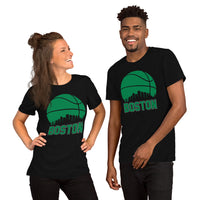 Ideal Christmas Gift for Basketball Lover, Coach & Player - Senior Night, Game Outfit & Attire - Boston Skyline B-ball Fanatic T-Shirt - Black, Unisex