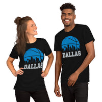Ideal Christmas Gift for Basketball Lover, Coach & Player - Senior Night, Game Outfit & Attire - Dallas Skyline B-ball Fanatic T-Shirt - Black, Unisex