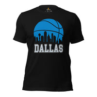Ideal Christmas Gift for Basketball Lover, Coach & Player - Senior Night, Game Outfit & Attire - Dallas Skyline B-ball Fanatic T-Shirt - Black