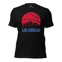 Ideal Christmas Gift for Basketball Lovers, Coach & Players - Senior Night, Game Outfit - Los Angeles Skyline B-ball Fanatic T-Shirt - Black