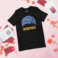 Ideal Christmas Gift for Basketball Lover, Coach & Player - Senior Night, Game Outfit & Attire - Memphis Skyline B-ball Fanatic T-Shirt - Black