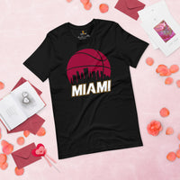 Ideal Christmas Gift for Basketball Lovers, Coach & Players - Senior Night, Game Outfit & Attire - Miami Skyline B-ball Fanatic T-Shirt - Black