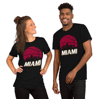 Ideal Christmas Gift for Basketball Lovers, Coach & Players - Senior Night, Game Outfit & Attire - Miami Skyline B-ball Fanatic T-Shirt - Black, Unisex