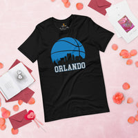 Ideal Christmas Gift for Basketball Lover, Coach & Player - Senior Night, Game Outfit & Attire - Orlando Skyline B-ball Fanatic T-Shirt - Black