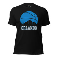 Ideal Christmas Gift for Basketball Lover, Coach & Player - Senior Night, Game Outfit & Attire - Orlando Skyline B-ball Fanatic T-Shirt - Black