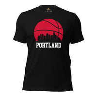 Ideal Christmas Gift for Basketball Lover, Coach & Player - Senior Night, Game Outfit & Attire - Portland Skyline B-ball Fanatic Shirt - Black