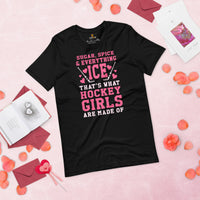 Hockey Jersey, Game Outfit & Attire - Ideal Bday & Christmas Gifts for Hockey Players & Goalies - Funny Ice Hockey Girls T-Shirt - Black