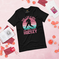 Hockey Jersey, Game Outfit & Attire - Bday & Christmas Gifts for Hockey Players & Goalies - Funny I'm A Girl I Speak Fluent Hockey Tee - Black