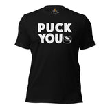 Hockey Game Outfit & Attire - Ideal Birthday & Christmas Gifts for Ice Hockey Players & Goalies - Vintage Puck You Sarcastic T-Shirt - Black