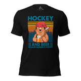 Hockey Game Outfit - Ideal Bday & Christmas Gifts for Hockey Players - Hockey & Beer Because Murder Is Wrong Smokey The Bear T-Shirt - Black