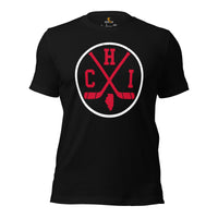 Hockey Game Outfit & Attire - Ideal Bday & Christmas Gifts for Hockey Players & Goalies - Vintage Chicago Hockey Emblem Fanatic Shirt - Black