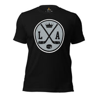 Hockey Game Outfit & Attire - Bday & Christmas Gift Ideas for Hockey Players & Goalies - Vintage Los Angeles Hockey Emblem Fanatic Tee - Black