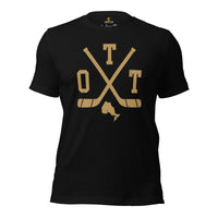 Hockey Game Outfit & Attire - Bday & Christmas Gift Ideas for Hockey Players & Goalies - Retro Ottawa Hockey Emblem Fanatic T-Shirt - Black