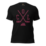 Hockey Game Outfit & Attire - Bday & Christmas Gift Ideas for Hockey Players & Goalies - Retro Colorado Hockey Emblem Fanatic T-Shirt - Black