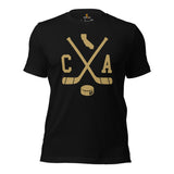 Hockey Game Outfit & Attire - Bday & Christmas Gift Ideas for Hockey Players & Goalies - Retro Anaheim Hockey Emblem Fanatic T-Shirt - Black