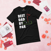 Golf Tee Shirt & Outfit - Unique Bday & Father's Day Gift Ideas for Guys & Men, Golfers & Golf Lover - Vintage Best Dad By Par T-Shirt - Black