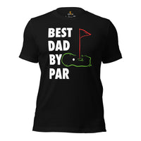 Golf Tee Shirt & Outfit - Unique Bday & Father's Day Gift Ideas for Guys & Men, Golfers & Golf Lover - Vintage Best Dad By Par T-Shirt - Black