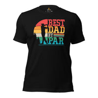 Vintage Golf Tee - Cool Golf Gifts for Dad, Male Golfers & Golf Lovers - Funny Golf Shirts, Attire & Outfit - Retro Best Dad By Par T-Shirt - Black