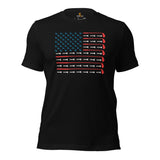 Patriotic Golf Tee Shirt & Outfit - Unique Gift Ideas for Guys, Men & Women, Golfers & Golf Lover - Vintage Golf US Flag Themed Shirt - Black