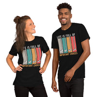 Golf Tee Shirt & Outfit - Unique Gift Ideas for Guys, Men & Women, Golfers & Golf Lover - Vintage Life Is Full Of Important Choices Tee - Black, Unisex