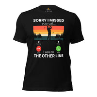 Golf Tee Shirt & Outfit - Unique Gift Ideas for Guys, Men & Women, Golfers & Golf Lover - Funny Sorry I Missed Your Call T-Shirt - Black
