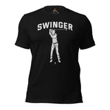 Golf Tee Shirt & Outfit - Unique Bday & Christmas Gift Ideas for Guys, Men & Women, Golfers & Golf Lover - Vintage Swinger Golf T-Shirt - Black
