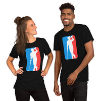Patriotic Golf Tee Shirt & Outfit - Unique Gift Ideas for Guys, Men & Women, Golfers, Golf & Beer Lovers - Funny US Golf Emblem T-Shirt - Black, Unisex