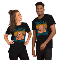 Golf T-Shirt - Unique Gift Ideas for Guys, Men & Women, Golfers, Golf & Coffee Lovers - Funny Golf & Coffee Because Murder Is Wrong Tee - Black, Unisex