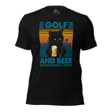 Beershirt - Black Cat Shirt - Vintage Golf Tee - Golf Gifts for Golfers, Golf Lovers - Funny Golf Shirts - Beer Because Murder Is Wrong Tee - Black