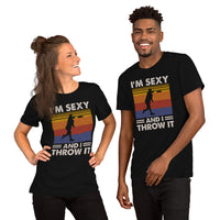 Retro Disk Golf Shirt - Frisbee Golf Attire & Apparel - Gift Ideas for Him & Her, Disc Golfers - Funny I'm Sexy And I Throw It T-Shirt - Black, Unisex