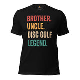Disk Golf T-Shirt - Frisbee Golf Attire & Apparel - Bday, Father's Day Gift for Disc Golfer - Retro Brother Uncle Disc Golf Legend Tee - Black
