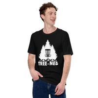 Disk Golf T-Shirt - Frisbee Golf Attire & Apparel - Gift Ideas for Him & Her, Disc Golfers - Funny Tree-Nied Pine Forest Themed Tee - Black