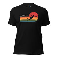 Vintage Ultimate Frisbee T-Shirt - Disk Golf Attire, Clothes & Apparel - Bday & Christmas Gift Ideas for Him & Her, Disc Golfers - Black