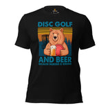 Disk Golf T-Shirt - Frisbee Golf Attire - Gift Ideas for Disc Golfers, Beer Lovers - Funny Disc Golf & Beer Because Murder Is Wrong Tee - Black