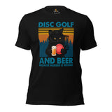 Disk Golf T-Shirt - Frisbee Golf Attire - Gift Ideas for Disc Golfers & Cat Lovers - Funny Disc Golf & Beer Because Murder Is Wrong Tee - Black
