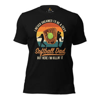 Softball Apparel & Clothes - Outfit, Wear & Gift Ideas for Softball Coach, Players & Dad - Vintage Proud Sexy Softball Dad T-Shirt - Black