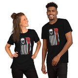 Patriotic Lax T-Shirt & Clothting - Lacrosse Gifts for Coach & Players - Ideas for Guys, Men & Women - Vintage Lax US Flag Themed Tee - Black, Unisex