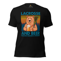 Funny Lacrosse Shirt - Beershirt - Game Day Shirt - Gift for Lacrosse Player, Coach - Lacrosse T-Shirt - Beer Because Murder Is Wrong Shirt - Black