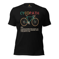 Cycling Gear - Bike Clothes - Biking Attire, Outfits, Apparel - Gifts for Cyclists, Bicycle Enthusiasts - Retro Cycopath Definition Tee - Black