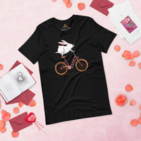Cycling Gear - Bike Clothes - Biking Attire, Outfit - Gifts for Cyclists, Bicycle Enthusiasts - Cute Rabbit Artistic Cycling Tee - Black