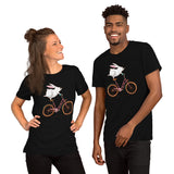 Cycling Gear - Bike Clothes - Biking Attire, Outfit - Gifts for Cyclists, Bicycle Enthusiasts - Cute Rabbit Artistic Cycling Tee - Black, Unisex