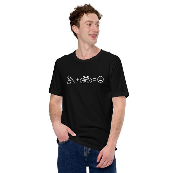 Cycling Gear - MTB Clothing - Mountain Bike Attire, Outfits - Unique Gifts for Cyclists - Minimal Mountain And Bike Equal Fun T-Shirt - Black