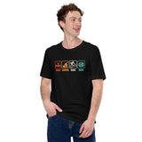 Cycling Gear - MTB Clothing - Mountain Bike Outfits, Attire - Gifts for Cyclists, Bicycle Enthusiasts - Funny Wake Coffee Ride Beer Tee - Black