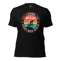 Cycling Gear - MTB Clothing - Biking Attire, Outfits - Father's Day Gifts for Cyclists - Retro MTB Dad Like A Normal Dad But Cooler Tee - Black