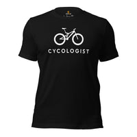 Cycling Gear - MTB Clothing - Mountain Bike Attire, Outfits, Apparel - Gifts for Cyclists - Minimal Cycologist Mountain Bike T-Shirt - Black