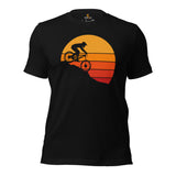 Cycling Gear - MTB Clothing - Mountain Bike Attire, Outfits, Apparel - Gifts for Cyclists - Vintage Sunset Downhill Mountain Bike Tee - Black