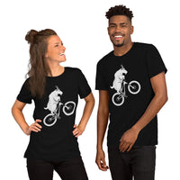 Cycling Gear - MTB Clothing - Mountain Bike Attire, Outfits, Apparel - Unique Gifts for Cyclists - Mountain Bike Stunt Riding Goat Tee - Black, Unisex