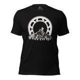 Cycling Gear - MTB Clothing - Mountain Bike Attire, Outfits - Unique Gifts for Cyclists, Bicycle Enthusiasts - Retro MTB Gear T-Shirt - Black