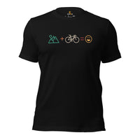 Cycling Gear - MTB Clothing - Mountain Bike Attire, Outfits - Unique Gifts for Cyclists - Vintage Mountain And Bike Equal Fun T-Shirt - Black